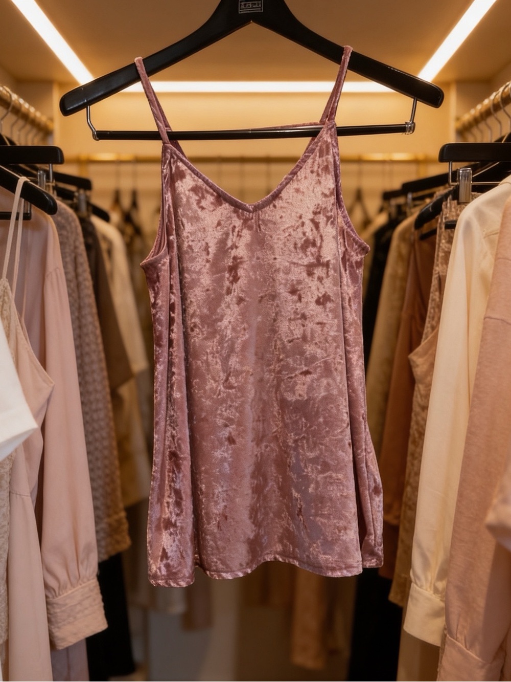 Peach Love California | Women’s Velvet Slip Cami in Dusty Rose | L